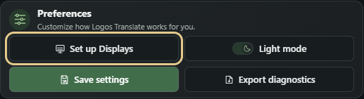 Demo Operator Preferences with Set up Displays highlighted